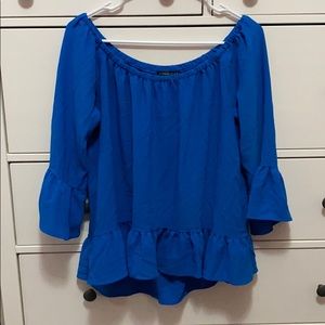 Blue Off Shoulder Blouse